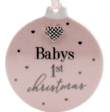 Baby's First Christmas Bauble - Pink