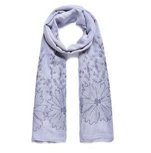 Grey Embroidered Scarf 180cm