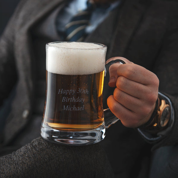 1 Pint Handmade Aleman Tankard Glass - Personalised Engraved - Culzean Gifts