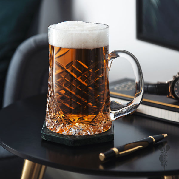 Beautiful Lead Crystal Sloped Panel Tankard Glass - Personalised Engraved - Culzean Gifts
