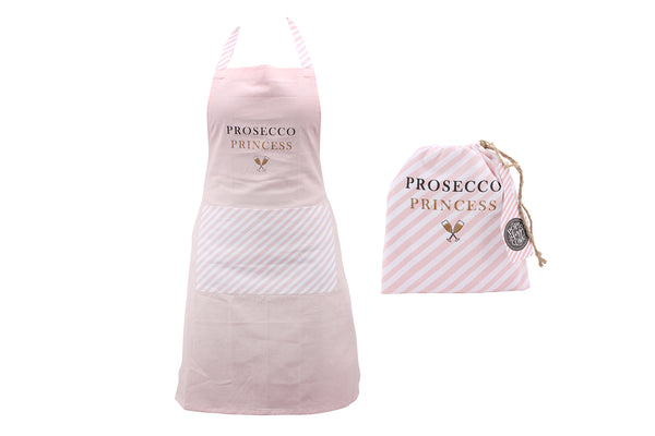 Pop, Fizz, Clink Prosecco Princess Apron with Matching Drawstring Bag - Culzean Gifts