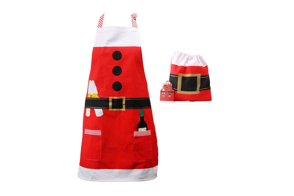 Adult Santa Apron with Matching Drawstring Bag - Culzean Gifts
