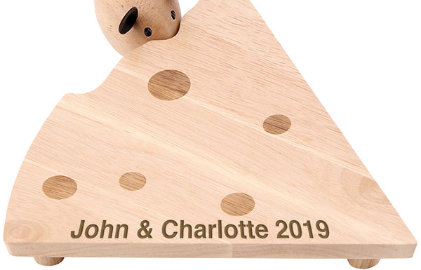 Engraved Personalised Cheese Board Wedge with Mouse Knife - Culzean Gifts