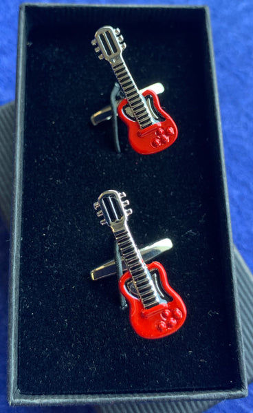 Red Electric Guitar Cufflinks