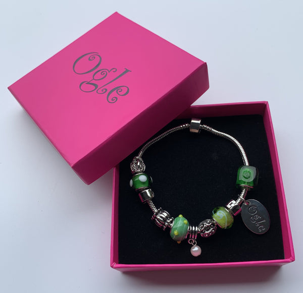 Emerald Green - Charm Bead Bracelet, Modern Day Design by Culzean Ogle