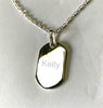 Sterling Silver Chain Necklace with Polished Silver 925 Rectangle Pendant - Available Personalised Engraved