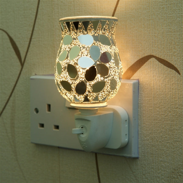 10W* Plug-In Glass Mosaic Wax Melter Aroma Lamp - Silver Tulip