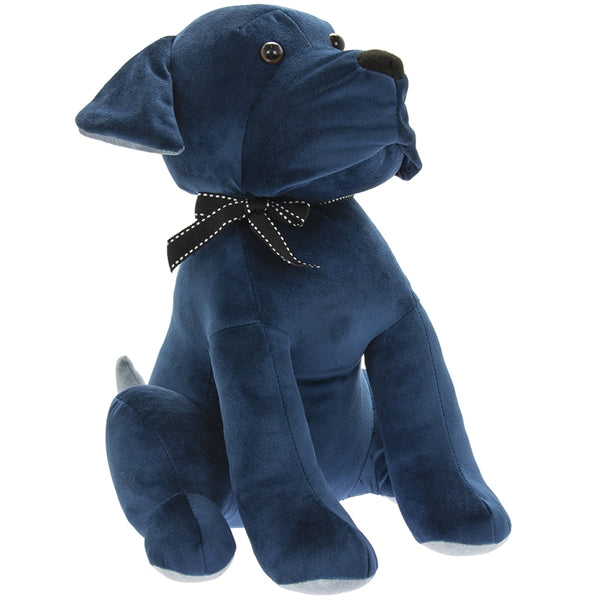 Velveteen Blue Dog Doorstop 34cm