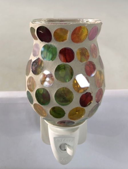 10W Plug-In Glass Wax Melter Aroma Lamp - Green And Gold Gourd