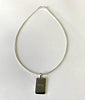 Sterling Silver Rope Necklace with Polished Silver 925 Rectangle Pendant - Available Personalised Engraved