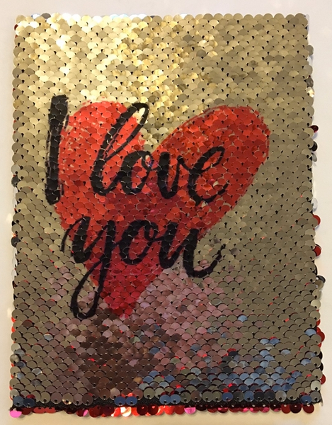 Reveal Card Red Heart Reversible Sequin Card A5