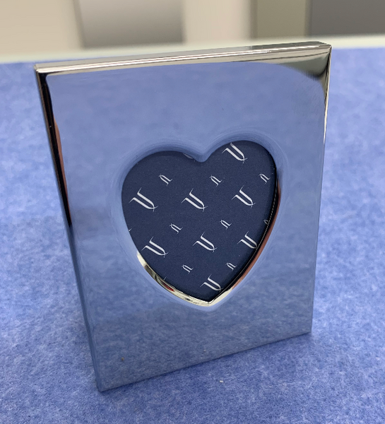 Chrome Plated Picture Frame with Heart Window - Available Personalised Engraved