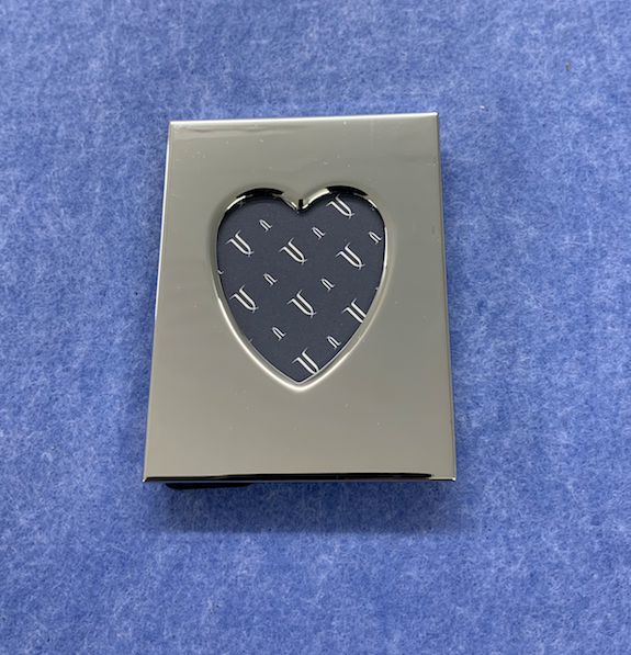 Chrome Plated Picture Frame with Heart Window - Available Personalised Engraved