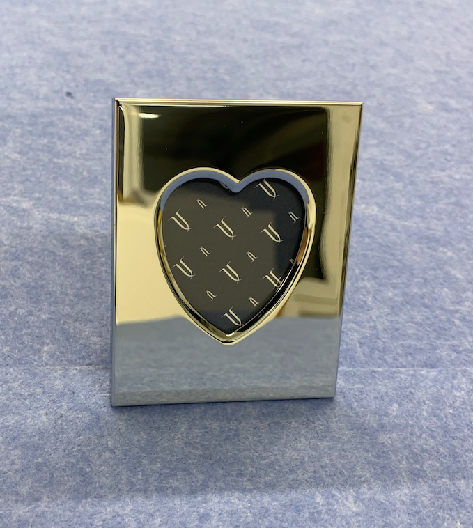 Chrome Plated Picture Frame with Heart Window - Available Personalised Engraved