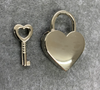ENGRAVED PERSONALISED HEART LOVE LOCK 30MM X 38MM WITH KEY SILVER IN ORGANZA BAG