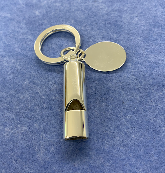 Personalised Silver Plated Whistle Keyring