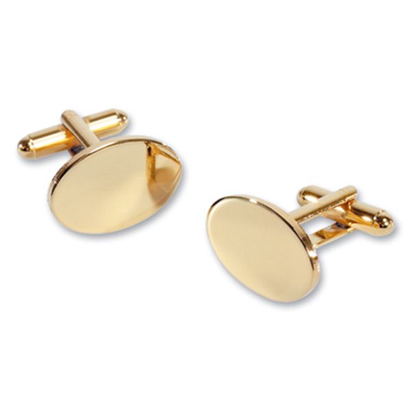 Engraved Personalised Oval Gold Plated Cufflinks