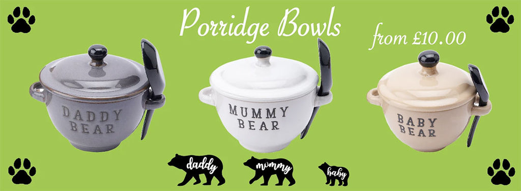 Daddy, Mummy, baby bear porridge bowls
