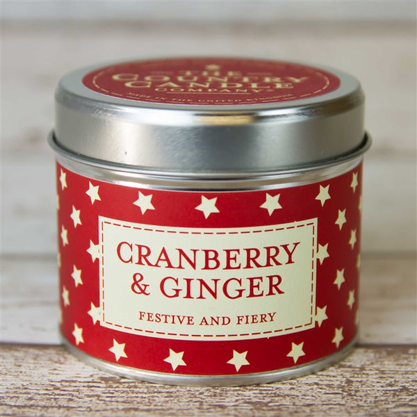 Stars Candle in Tin - Cranberry & Ginger