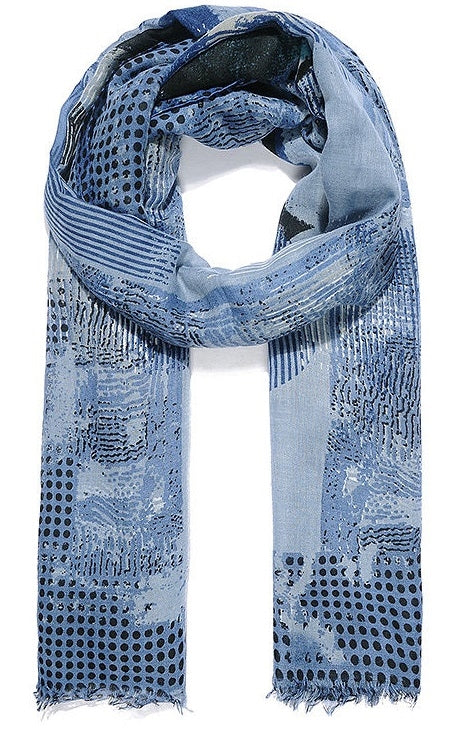 Blue Abstract Scarf 180cm