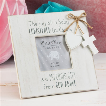 MDF Christening Frame With Hanging Tags 19cm