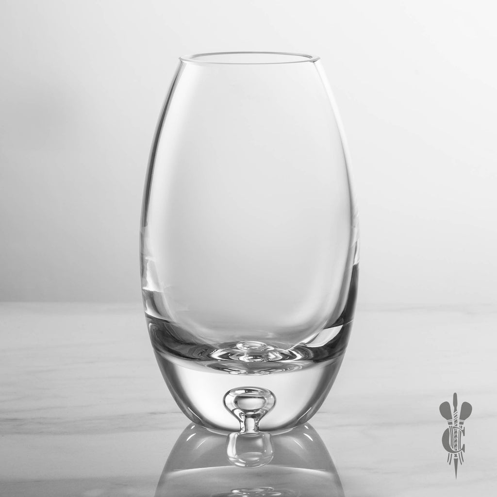 Handmade Barrel Bubble Base Vase - Glass Engraved Personalised Gift - Culzean Gifts