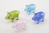 4 Different Coloured Glass Model Pig Ornaments 3cm
