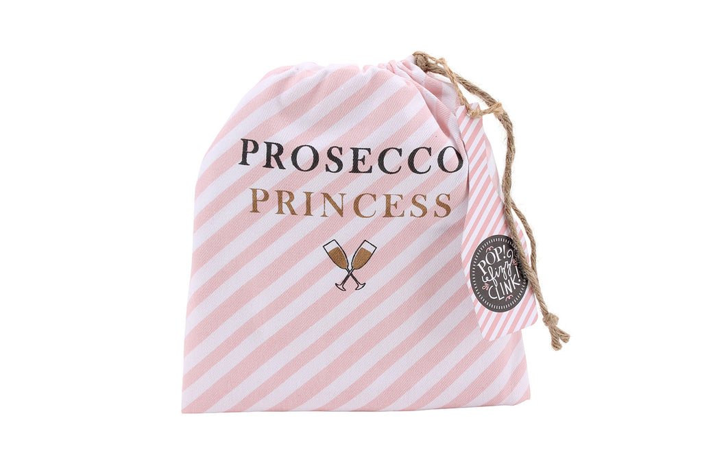Pop, Fizz, Clink Prosecco Princess Apron with Matching Drawstring Bag - Culzean Gifts
