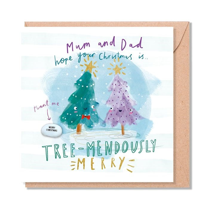 Card With Magic Growing Bean Christmas Mum And Dad