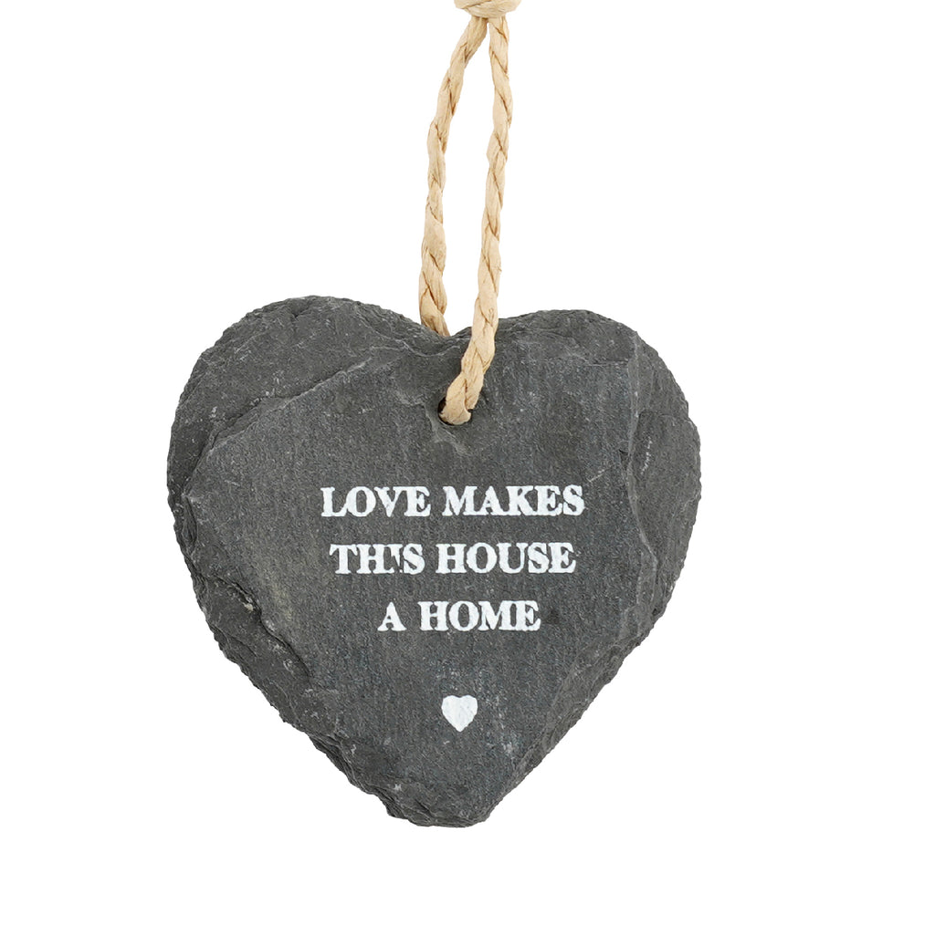 Loft Slate Hanging Slate Heart With Warming Message - Culzean Gifts