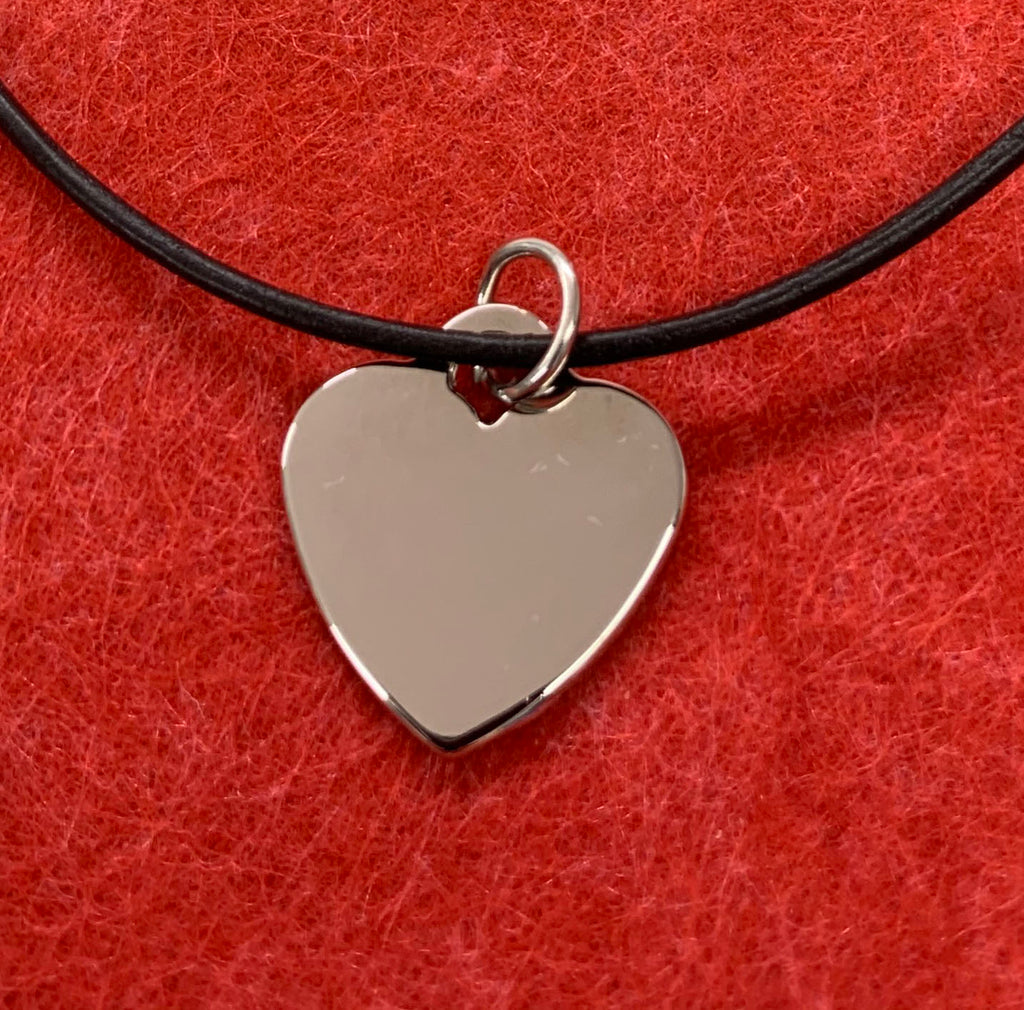 Polished stainless steel heart necklace - Available Personalised Engraved