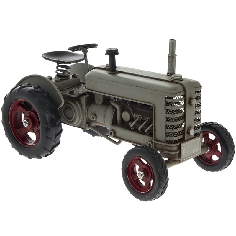 Grey Metal Vintage Tractor Ornament 27cm