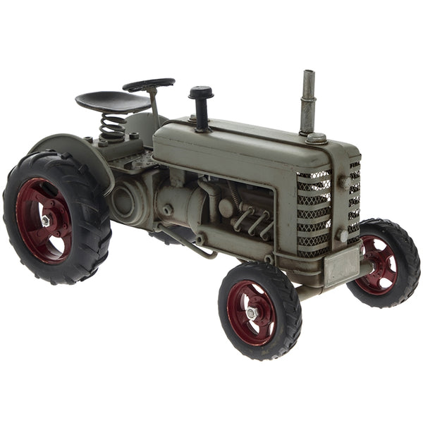 Grey Metal Vintage Tractor Ornament 27cm