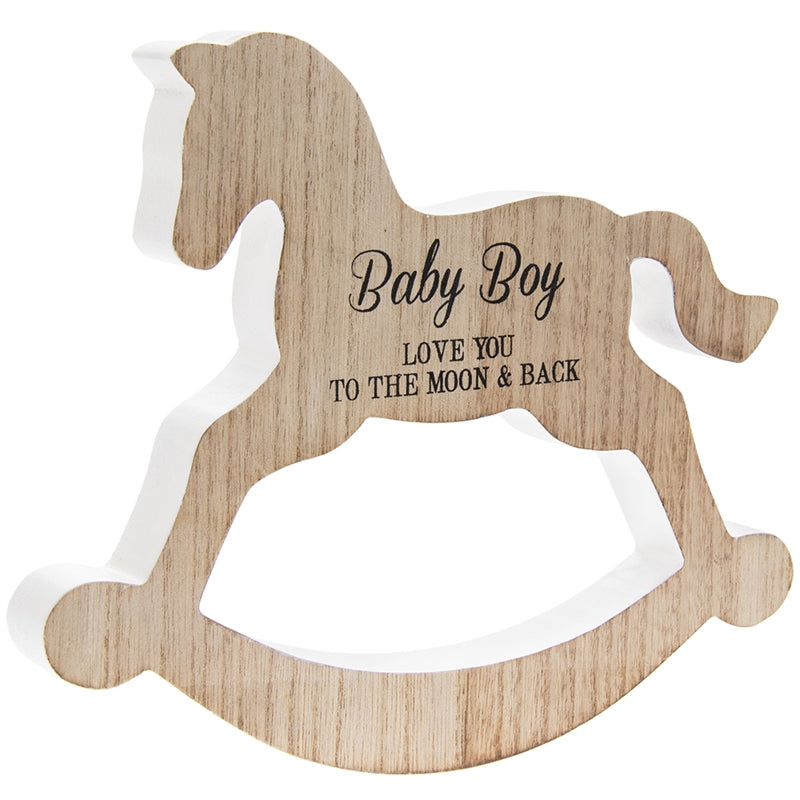 Rocking Horse Plaque Baby Boy 20cm - Culzean Gifts