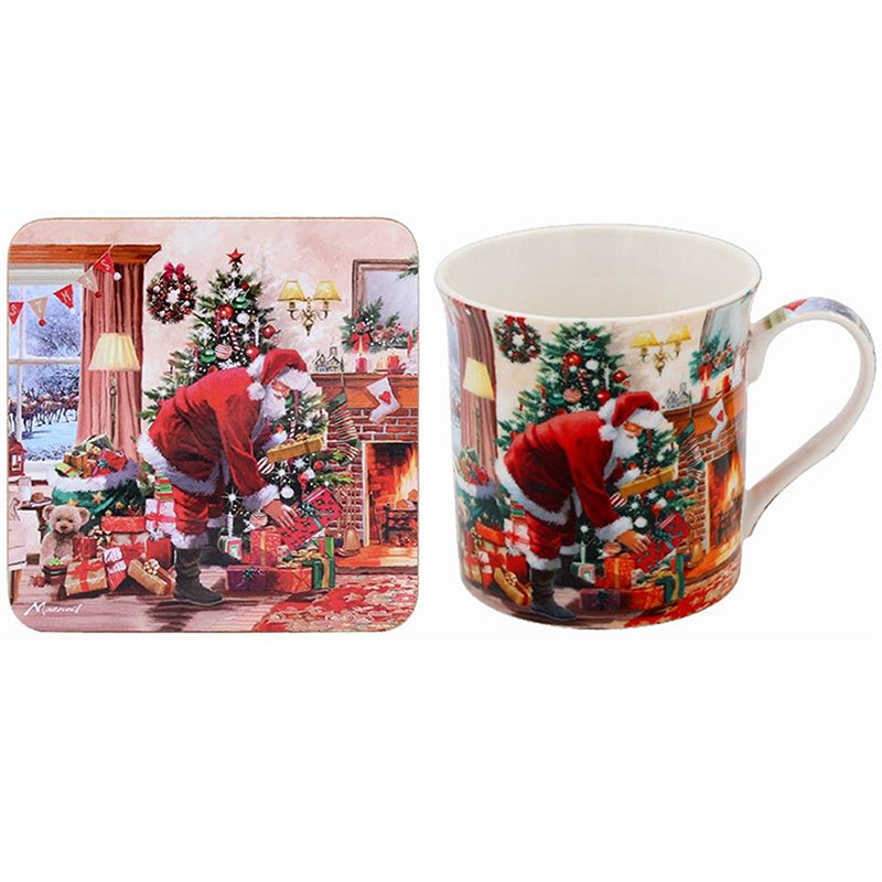 Santa With Presents Mug And Coaster Set
