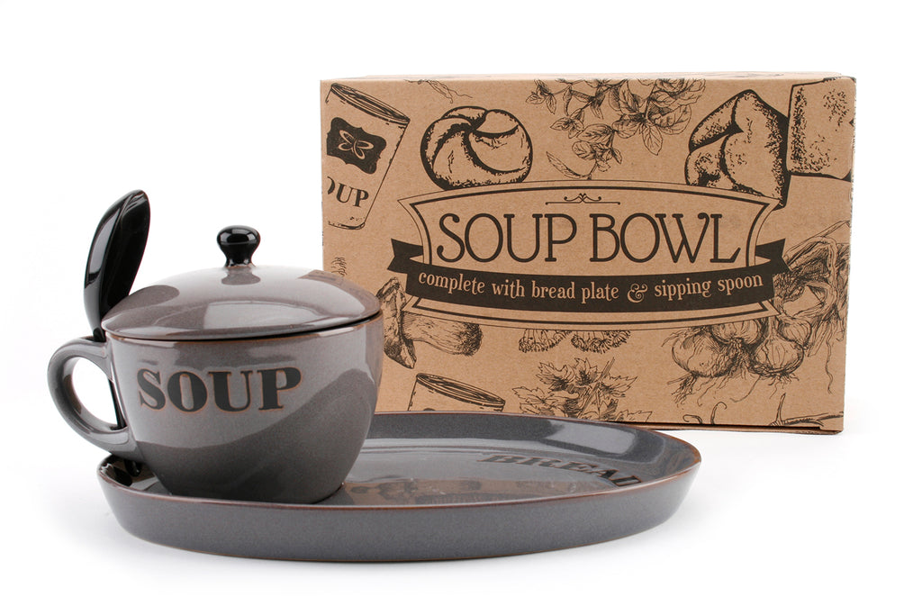 Natural Coloured Soup Bowl And Bread Plate - Culzean Gifts