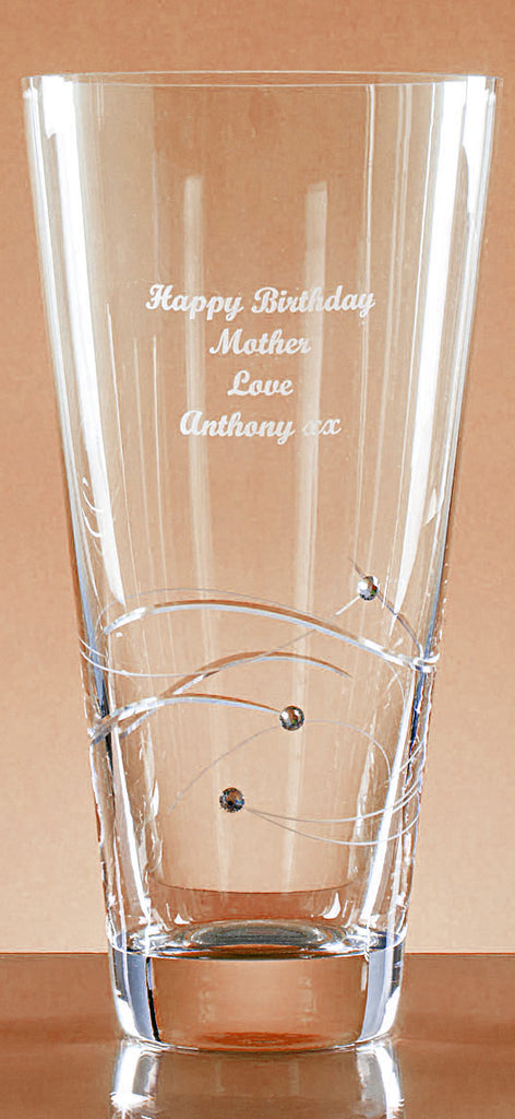 Personalised Glass Engraved Diamante Vase - Perfect Engraved Gift - Culzean Gifts