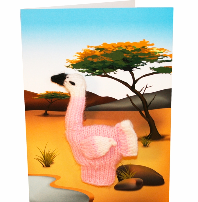 Flamingo Finger Puppet Greetings Card