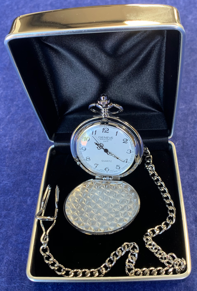 Gents Fashion Plain Quartz Silver Plated Pocket Watch Free Personali