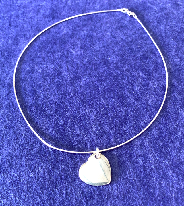 Sterling Silver Rope Necklace with heart pendant  - Available Personalised Engraved