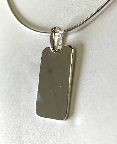 Sterling Silver Rope Necklace with Polished Silver 925 Rectangle Pendant - Available Personalised Engraved