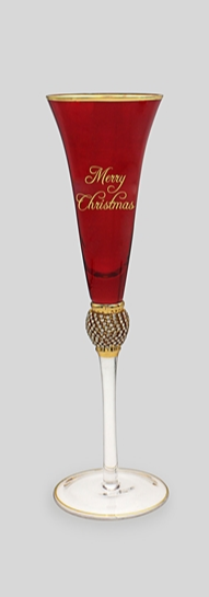 Red And Gold Christmas Champagne  Flutes 3 Assorted 28cm
