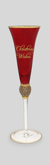Red And Gold Christmas Champagne  Flutes 3 Assorted 28cm