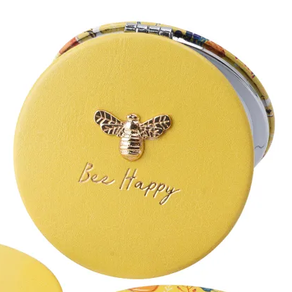 The Beekeeper 'Bee Happy' Yellow Compact Mirror