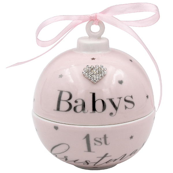 Baby's First Christmas Trinket Bauble - Pink