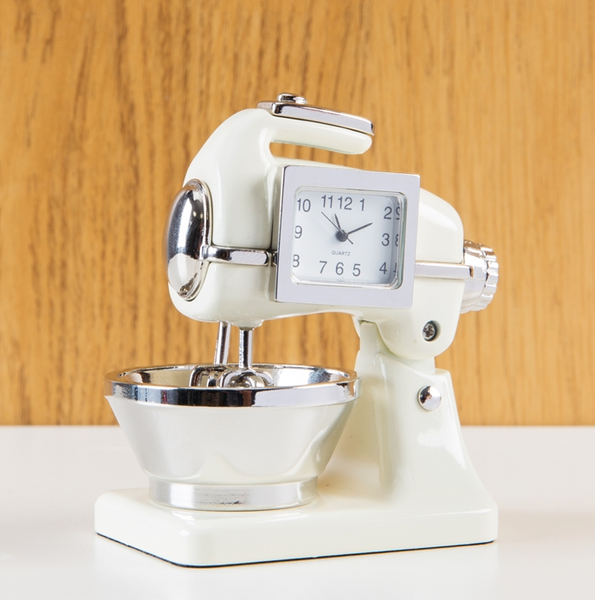 Minature Retro Cream Food Mixer Clock 8cm