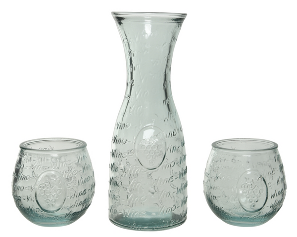 Recycled Glass Wine Carafe and Tumbler Set