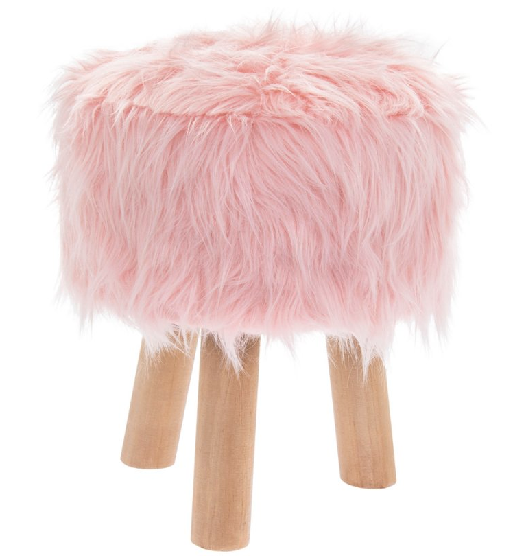 Pink faux fur online stool
