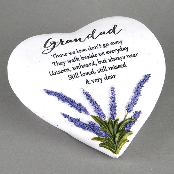Thoughts Of You Lavender Stone Heart Grandad 16cm
