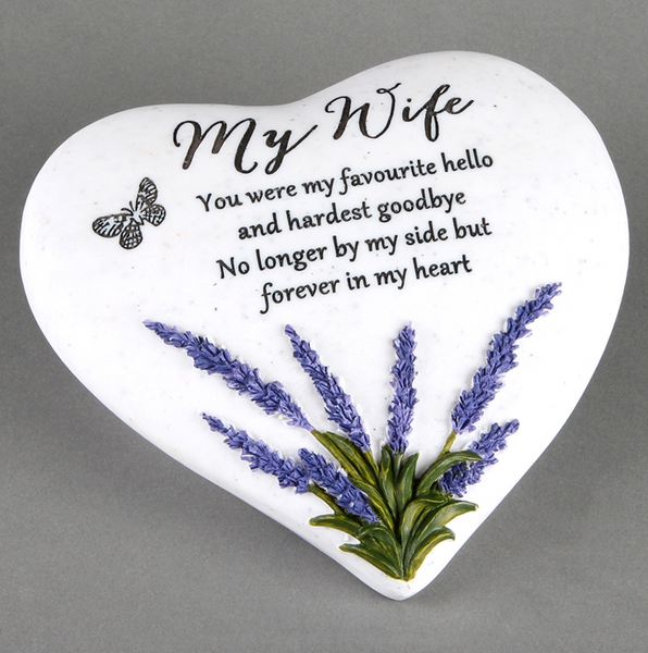Thoughts Of You Lavender Stone Heart Wife 16cm